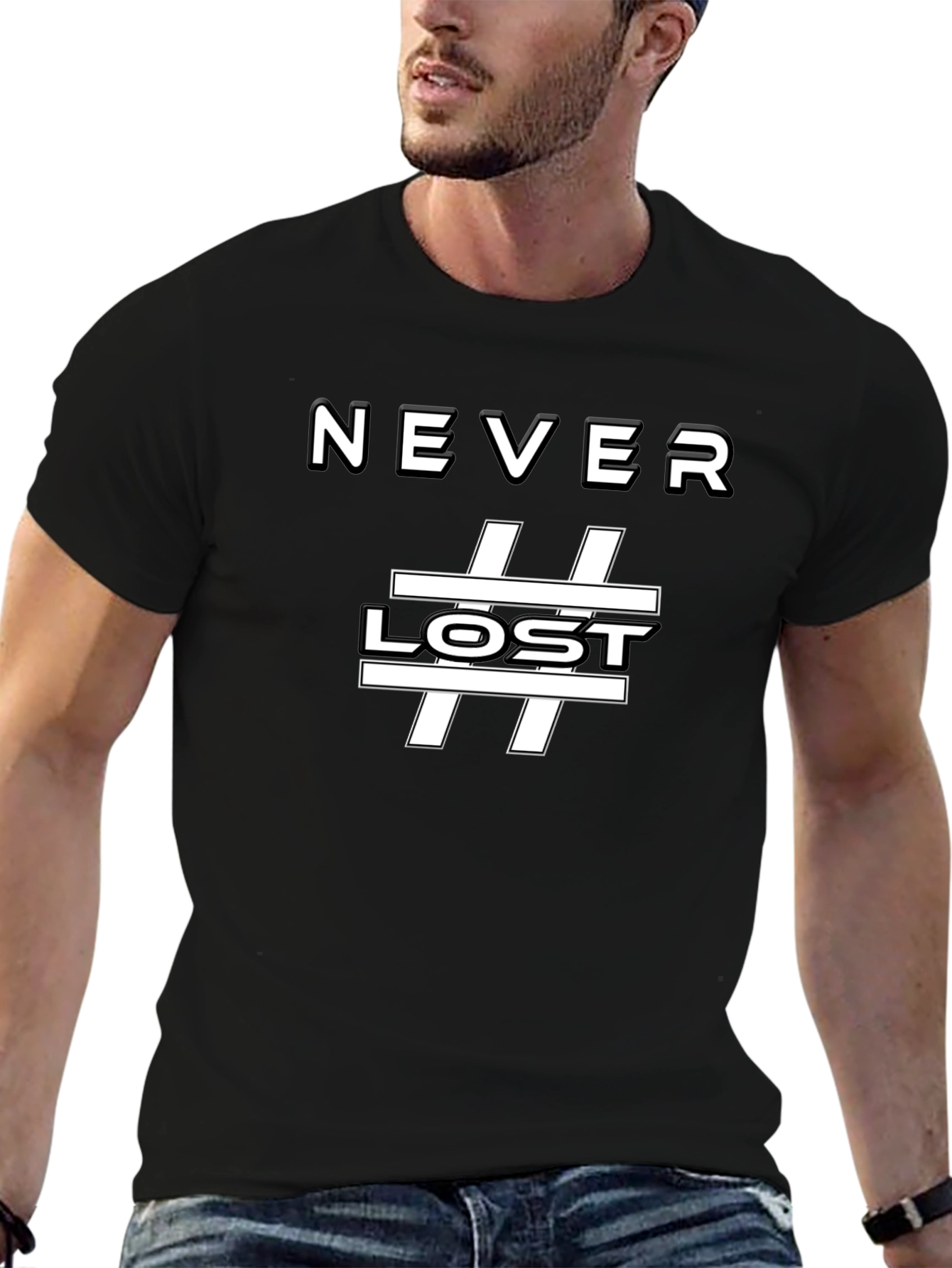 Never Lost Graphic Tee - Black Casual T-Shirt