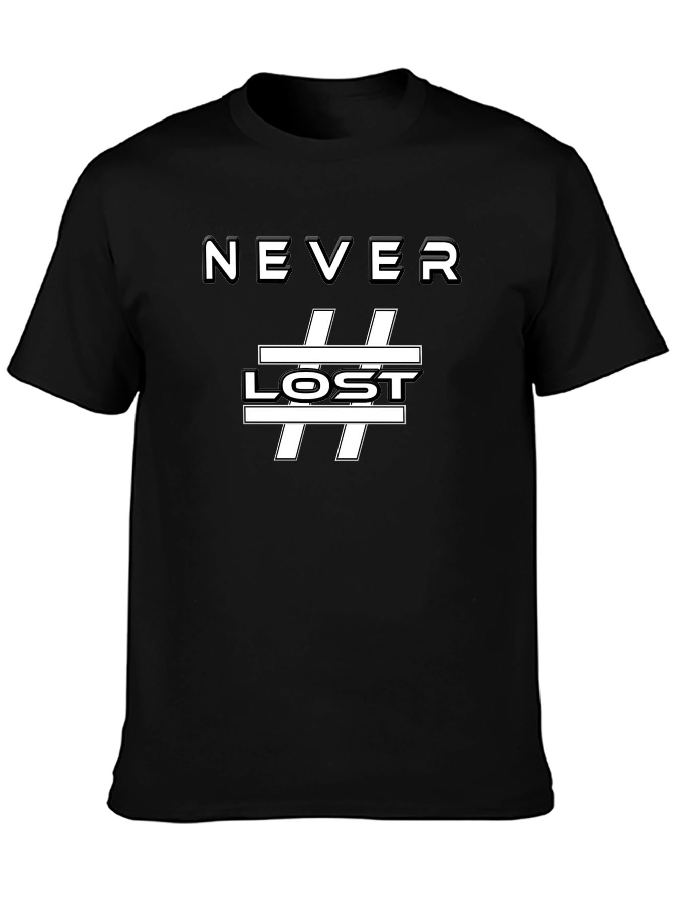 Never Lost Graphic Tee - Black Casual T-Shirt