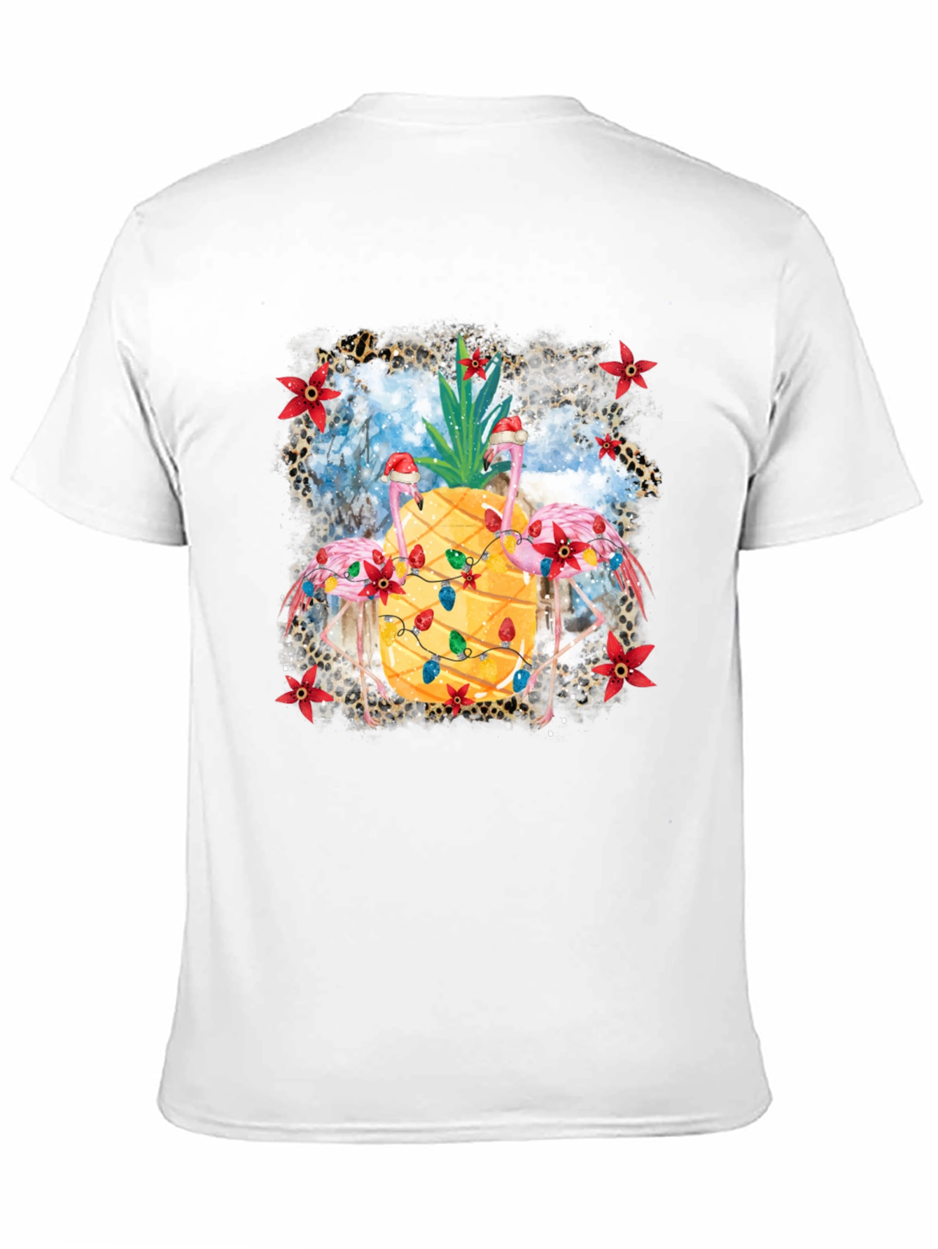 Tropical Christmas Flamingo Pineapple T-Shirt