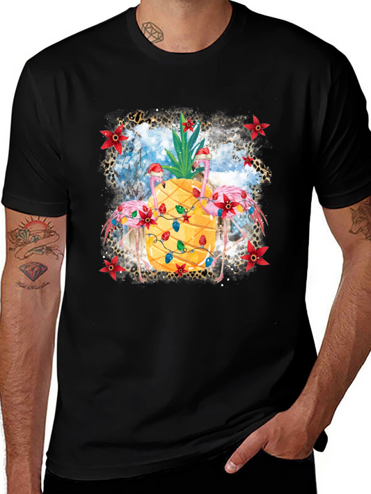 Tropical Christmas Flamingo Pineapple T-Shirt