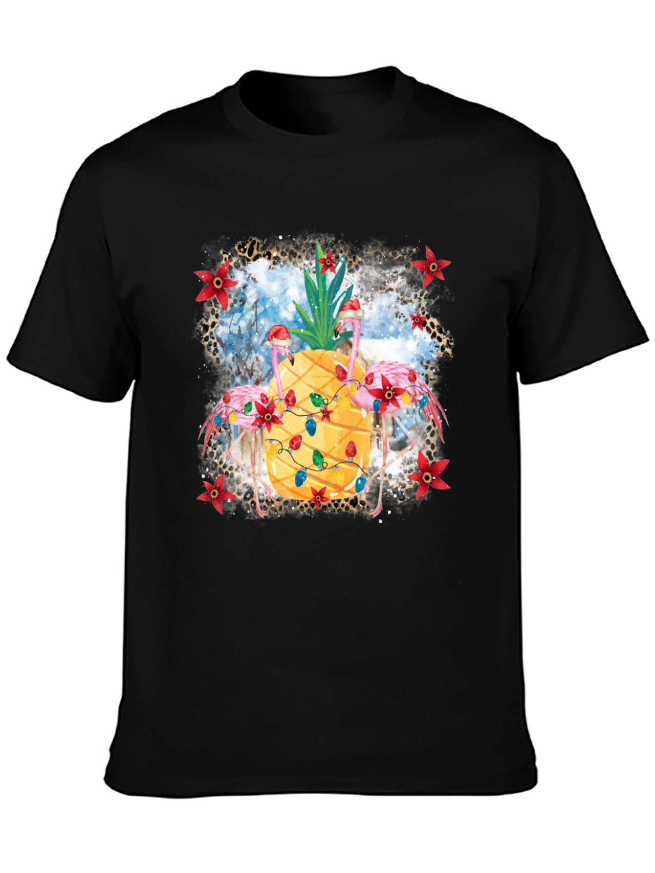 Tropical Christmas Flamingo Pineapple T-Shirt