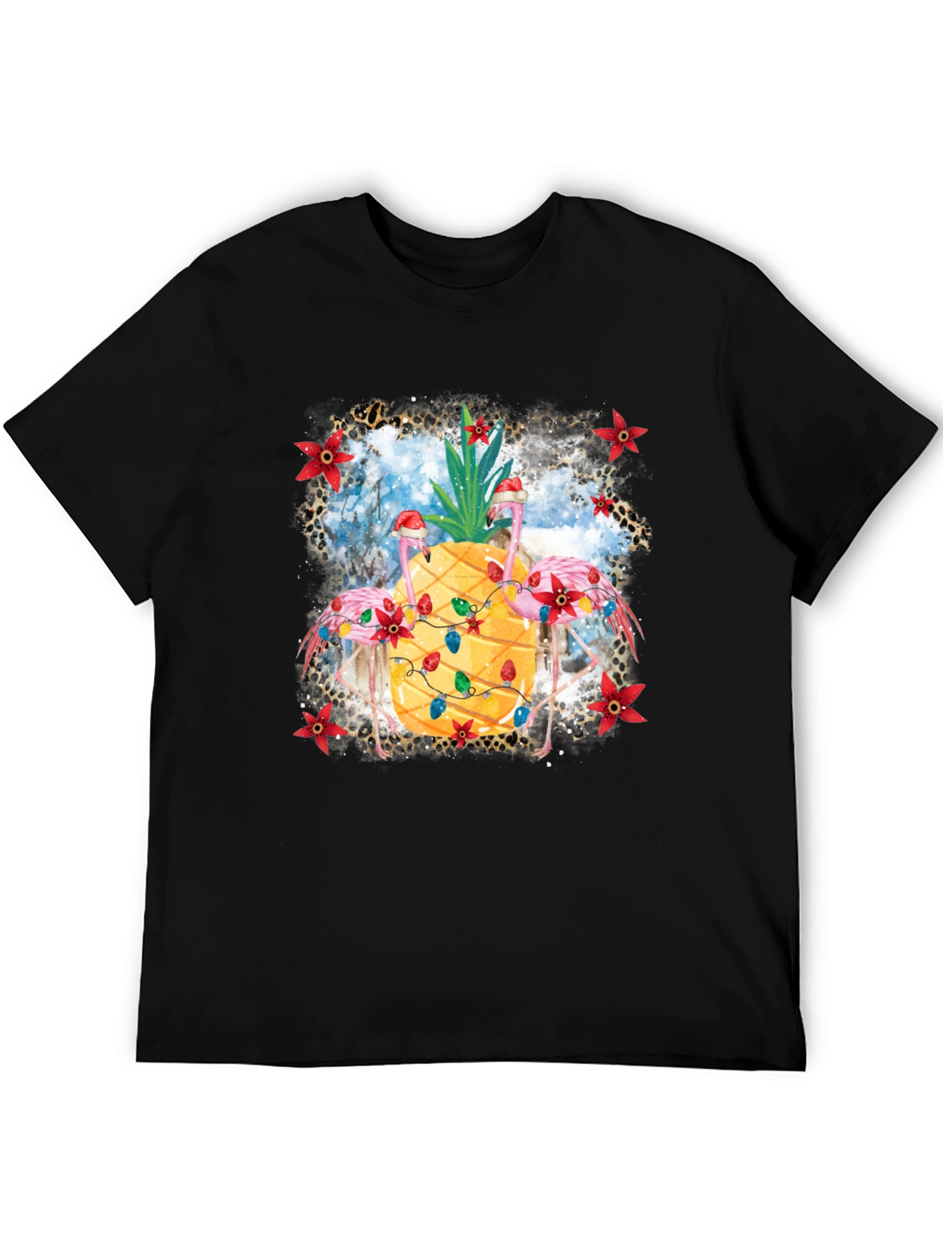 Tropical Christmas Flamingo Pineapple T-Shirt