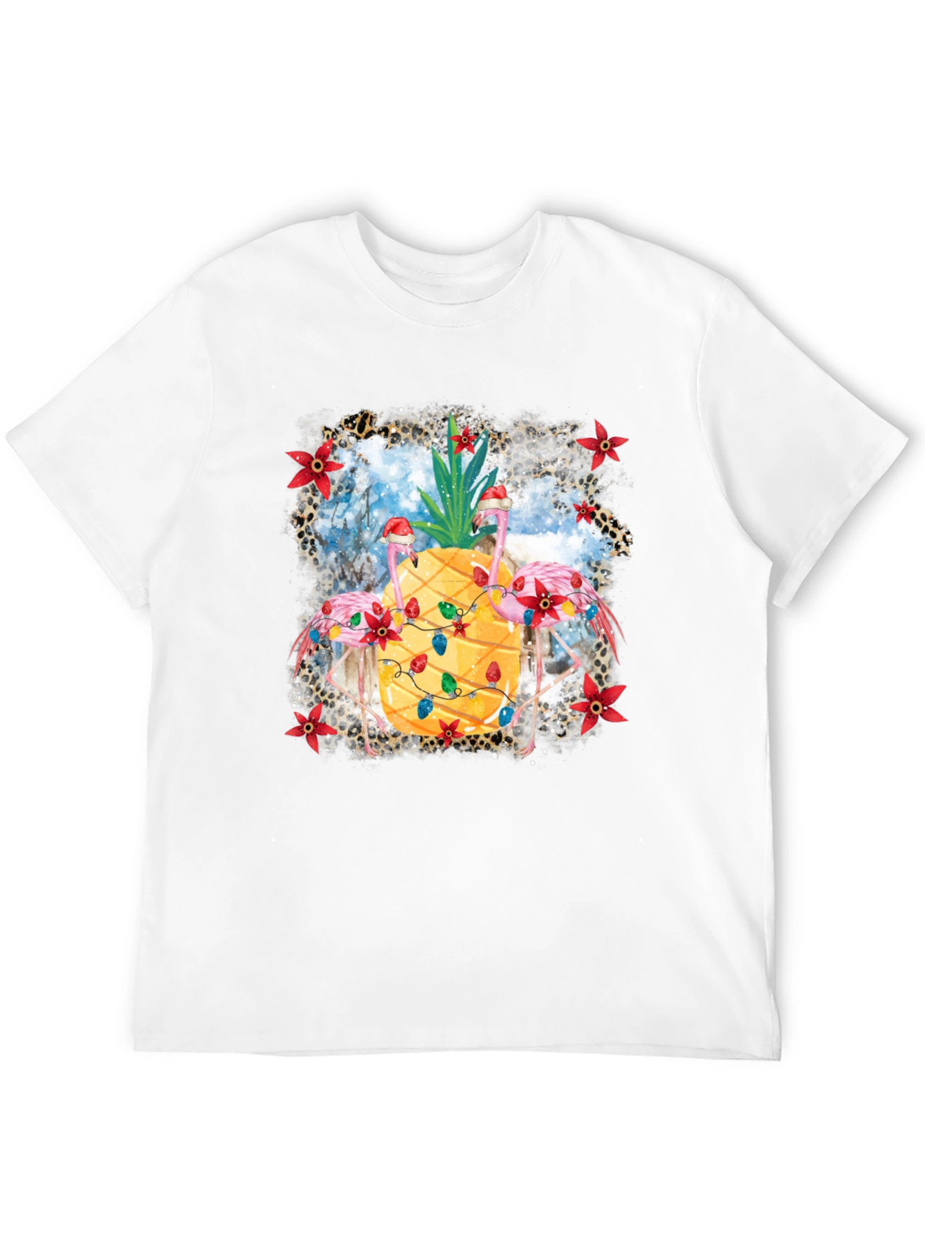 Tropical Christmas Flamingo Pineapple T-Shirt