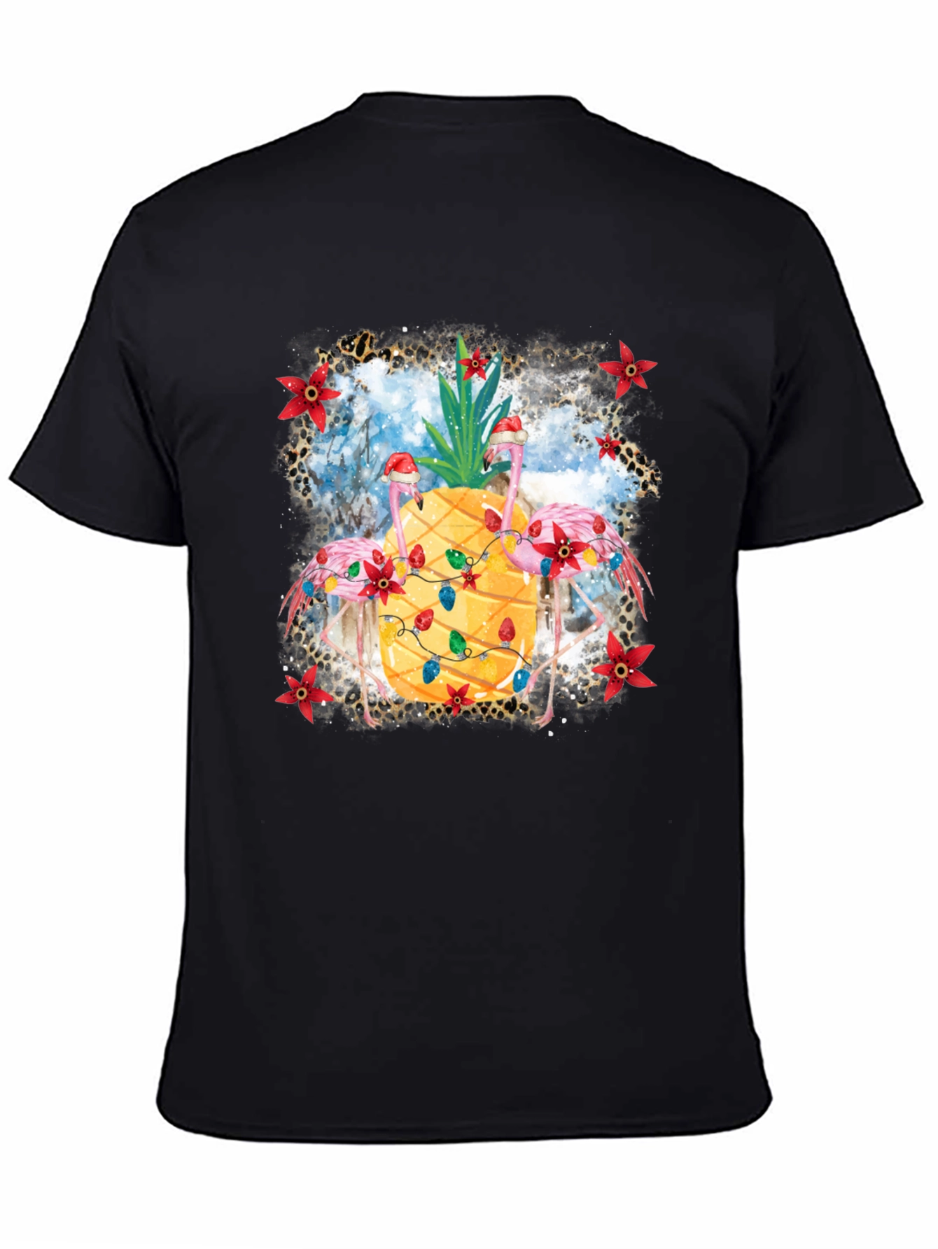 Tropical Christmas Flamingo Pineapple T-Shirt