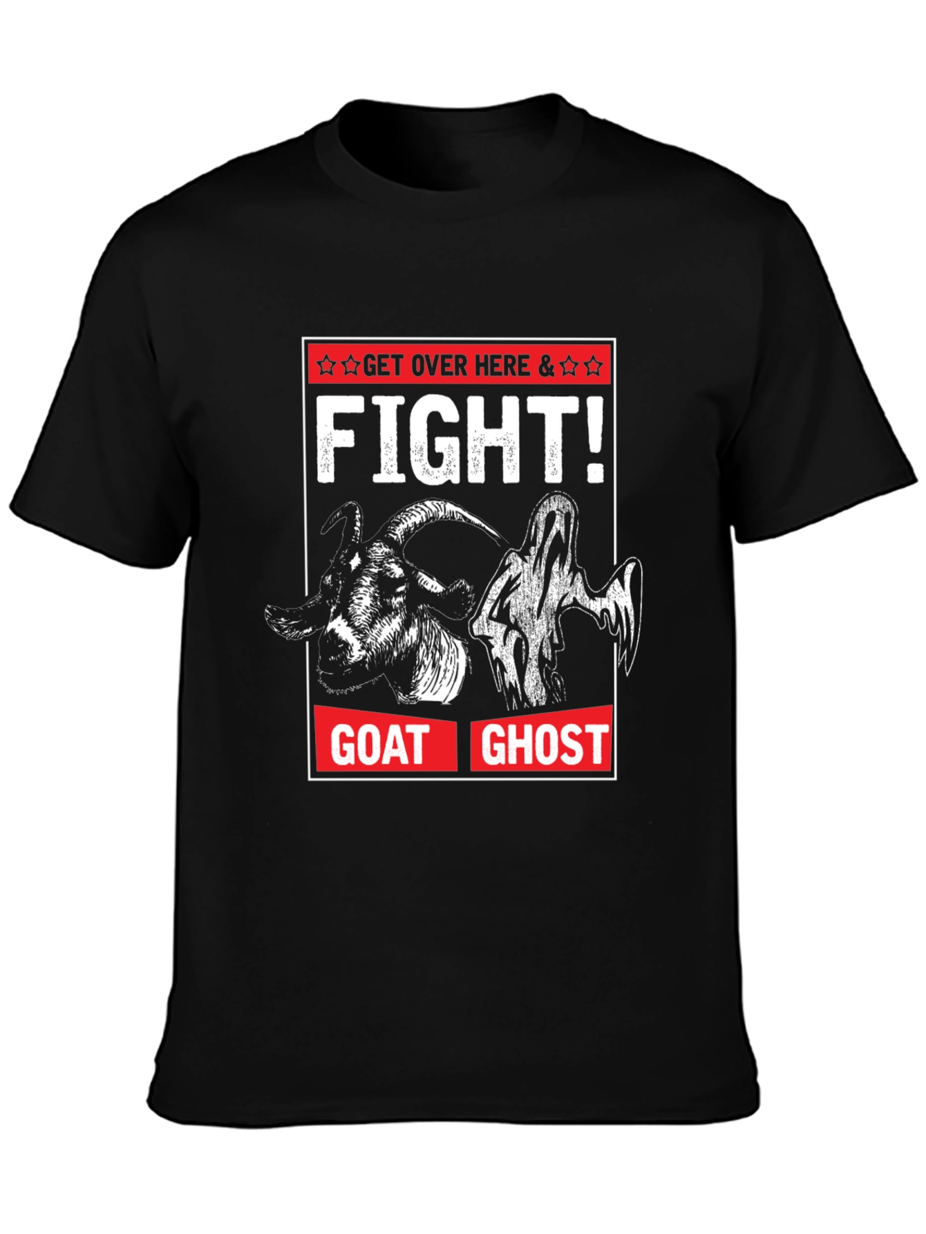 Goat Ghost Fight T-Shirt Funny Halloween Tee