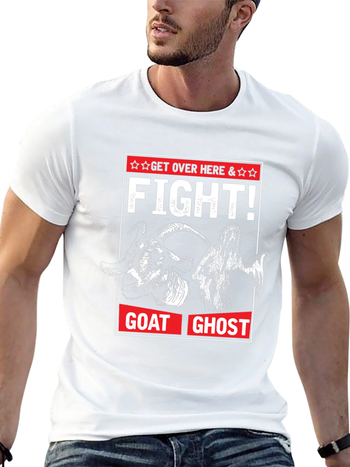 Goat Ghost Fight T-Shirt Funny Halloween Tee