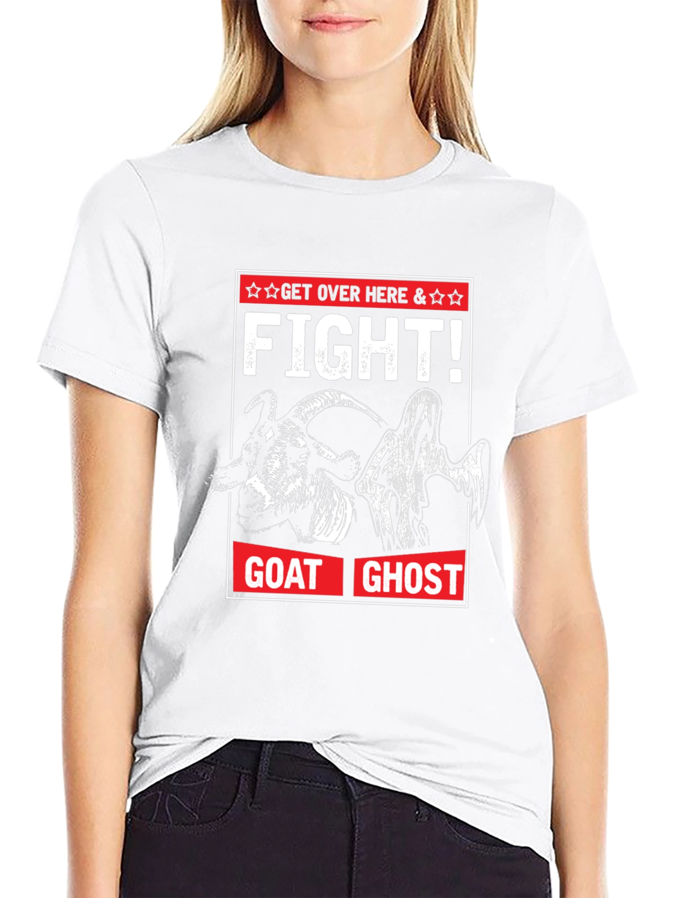 Goat Ghost Fight T-Shirt Funny Halloween Tee