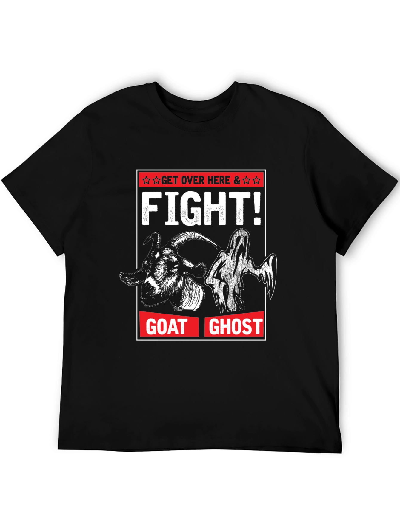 Goat Ghost Fight T-Shirt Funny Halloween Tee