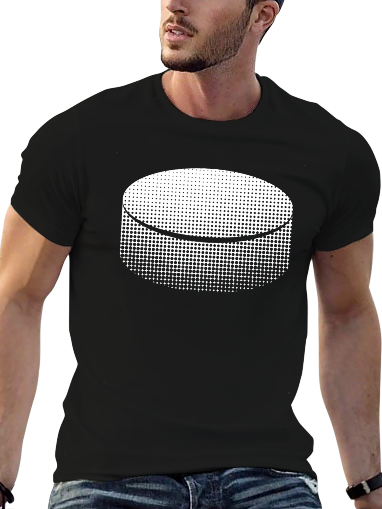 Hockey Puck Graphic Tee - Black Cotton Comfort