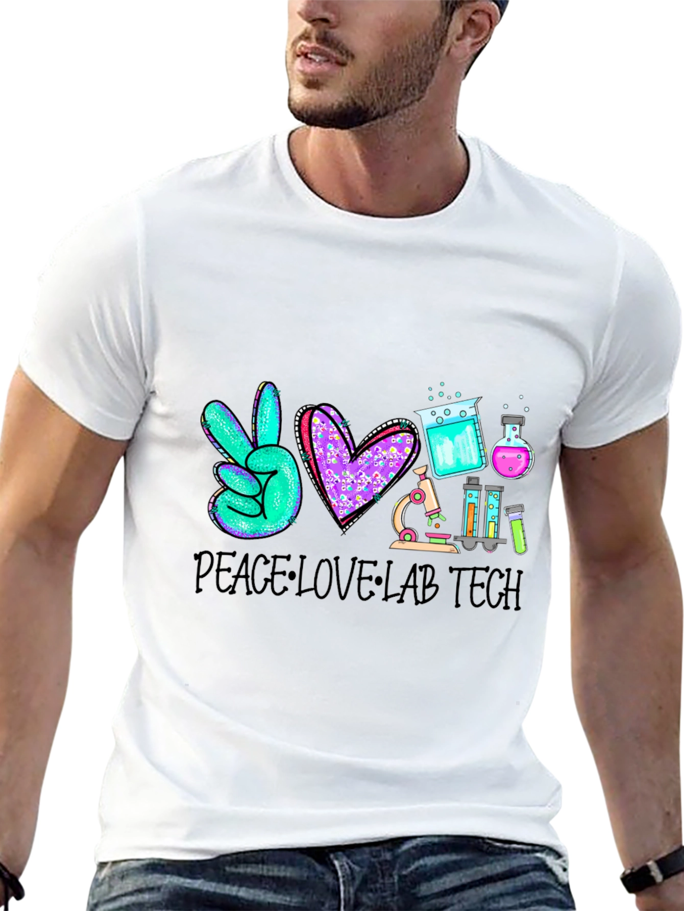 Peace Love Lab Tech T-Shirt Science Tee