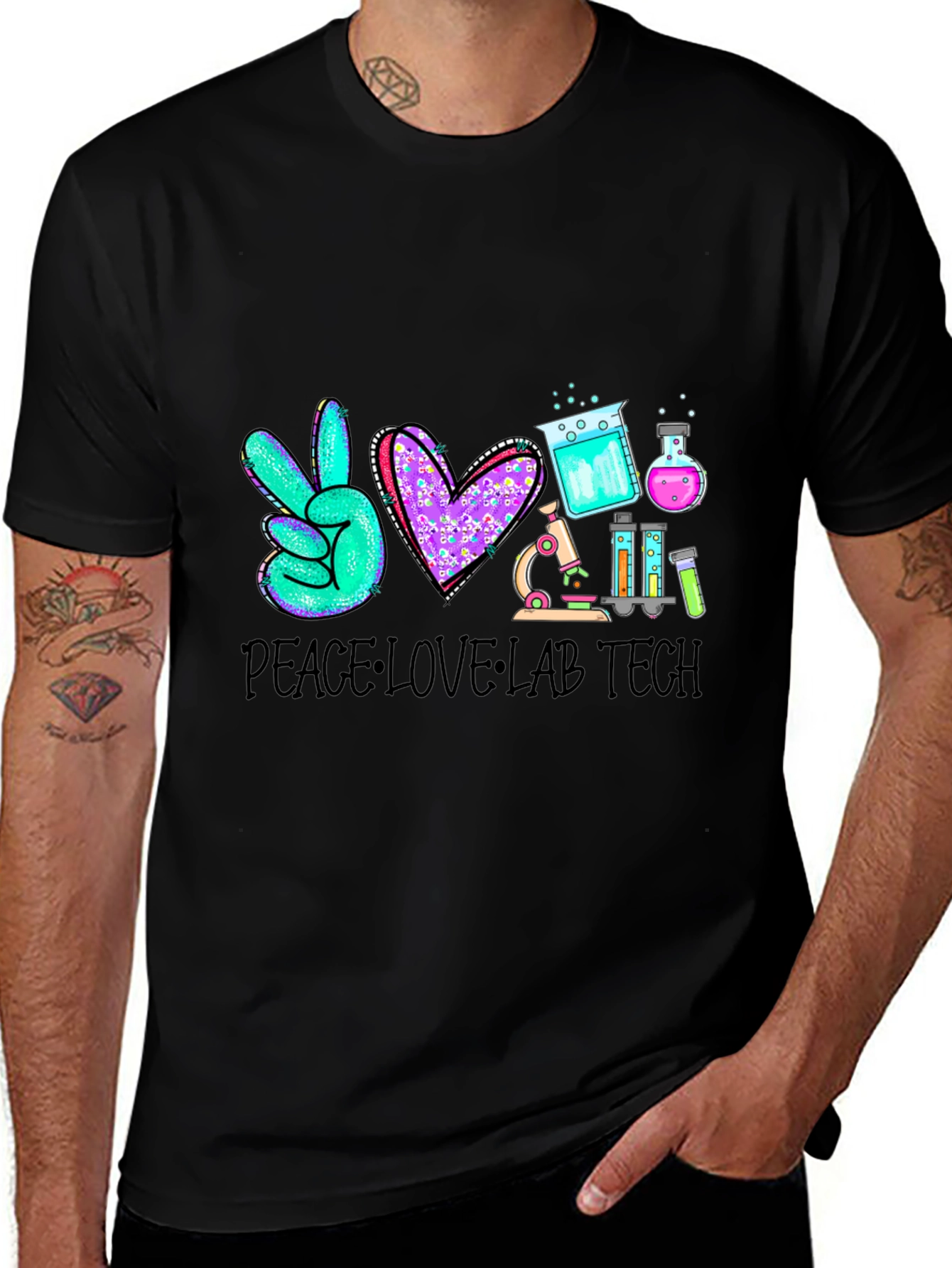 Peace Love Lab Tech T-Shirt Science Tee