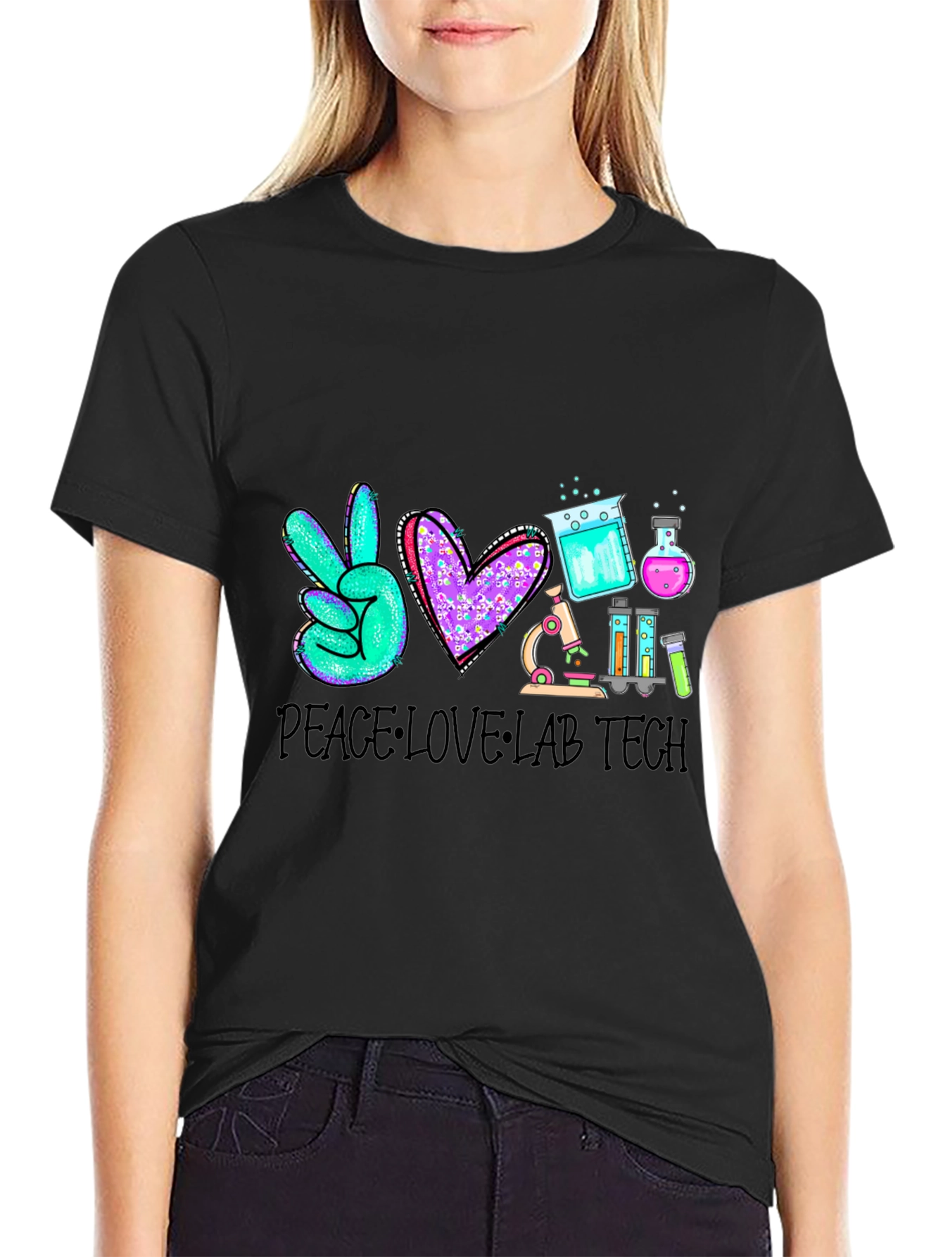 Peace Love Lab Tech T-Shirt Science Tee