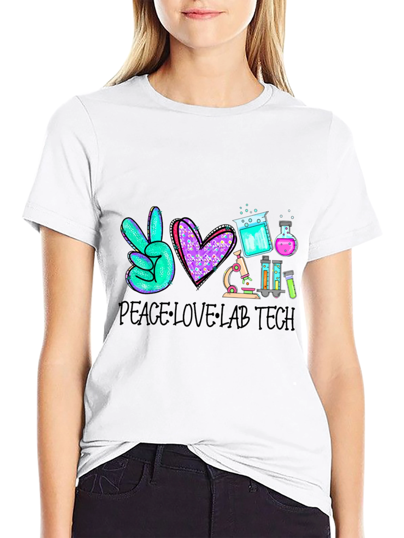 Peace Love Lab Tech T-Shirt Science Tee