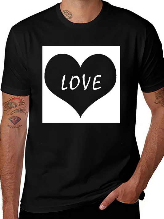 Love Heart Graphic Tee - Black Casual T-Shirt