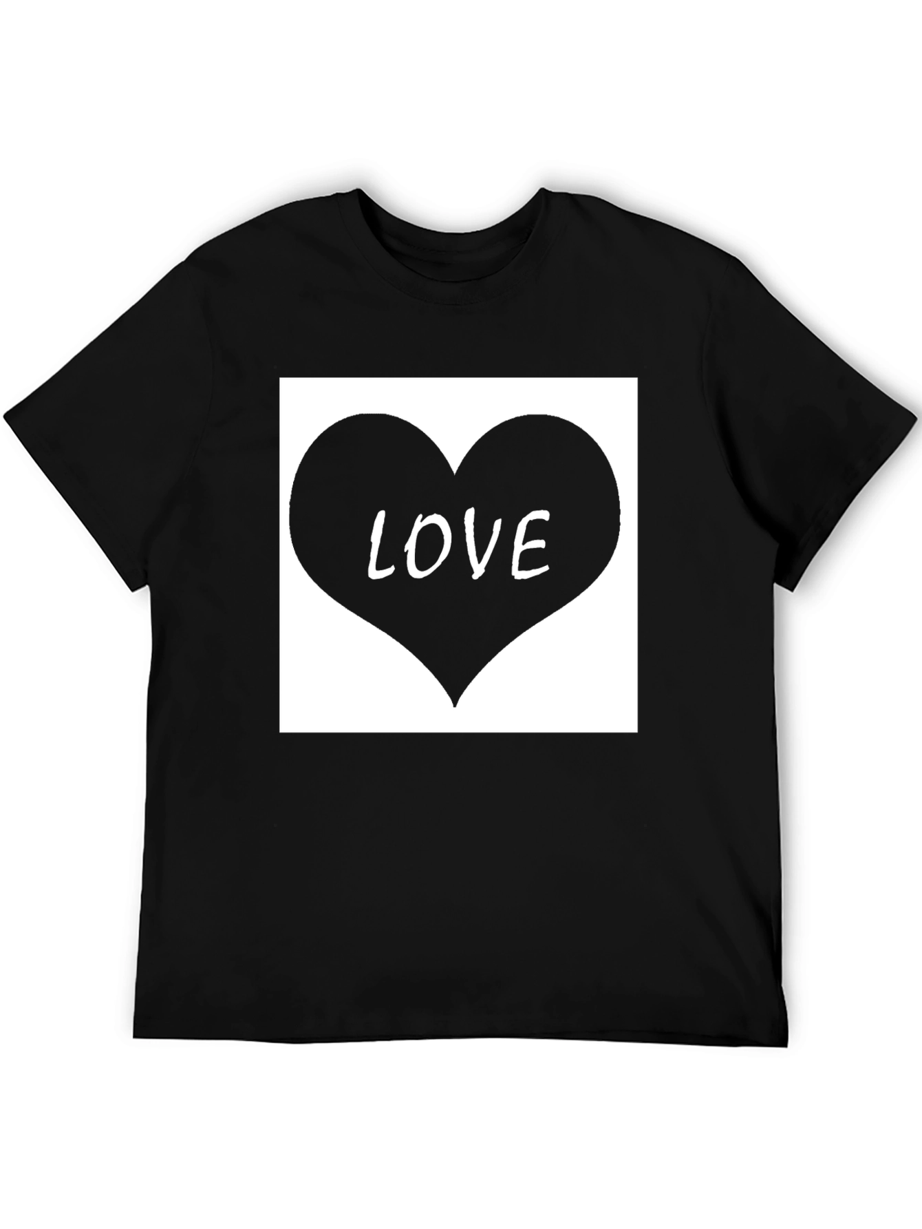 Love Heart Graphic Tee - Black Casual T-Shirt
