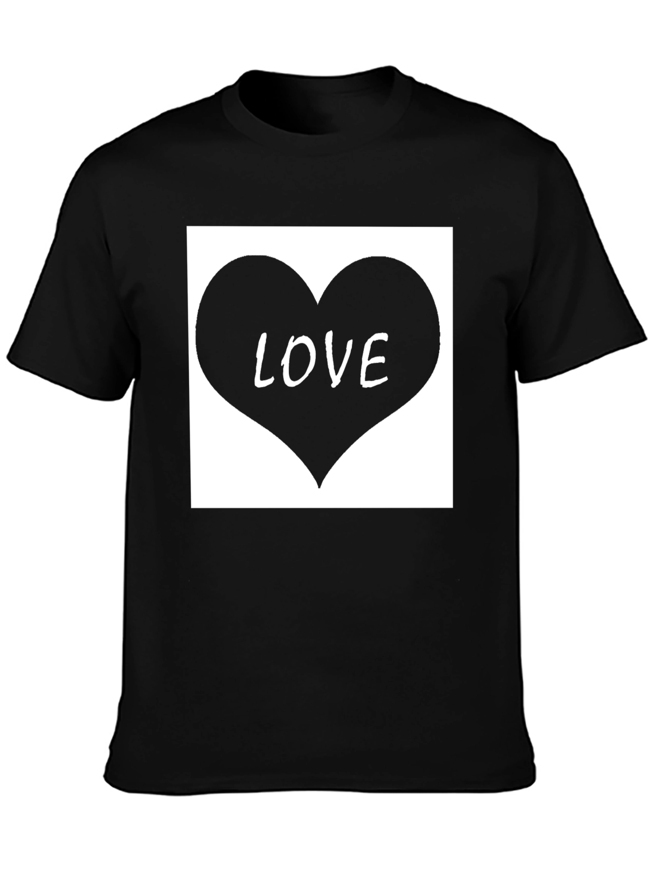 Love Heart Graphic Tee - Black Casual T-Shirt