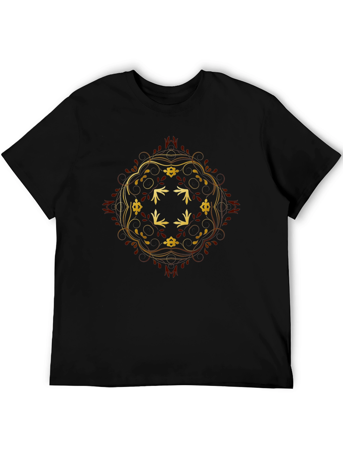 Golden Mandala Graphic Black T-Shirt