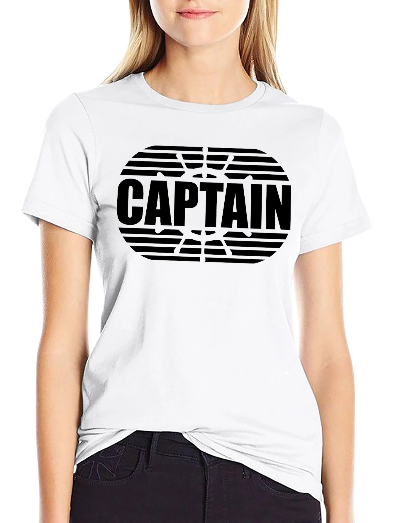 Captain Graphic Tee - Black Crew Neck T-Shirt
