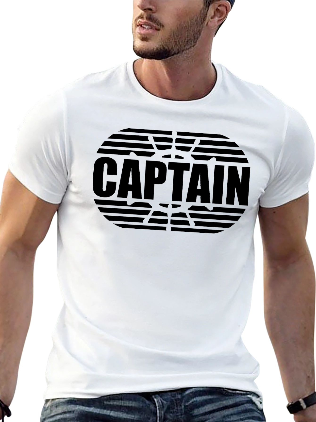 Captain Graphic Tee - Black Crew Neck T-Shirt