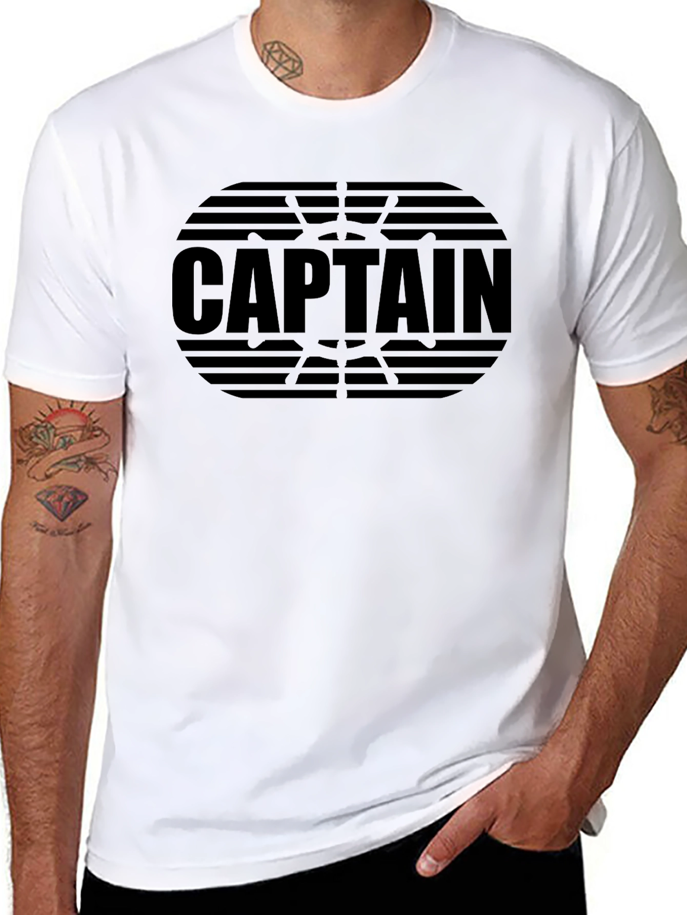 Captain Graphic Tee - Black Crew Neck T-Shirt