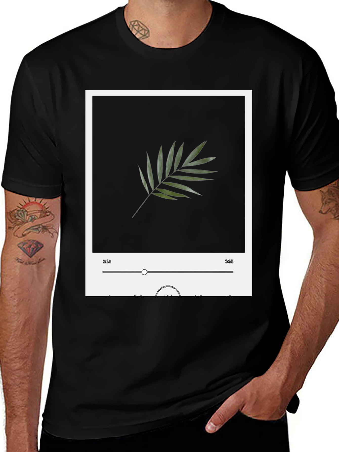 Leaf Music Player Black T-Shirt