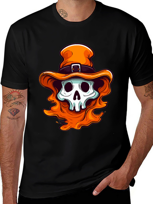 Skull with Orange Hat Graphic Tee