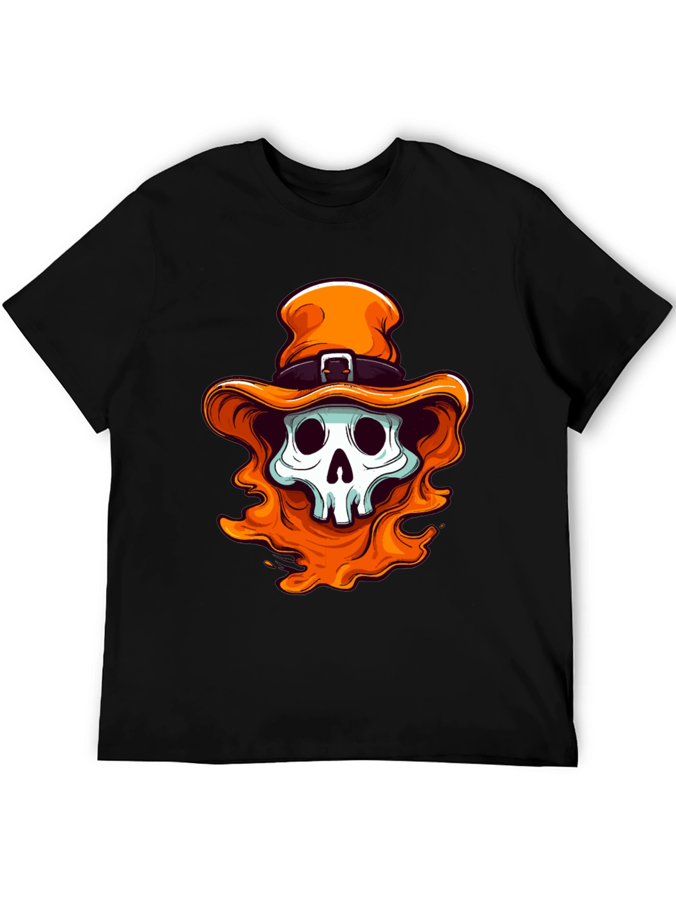 Skull with Orange Hat Graphic Tee