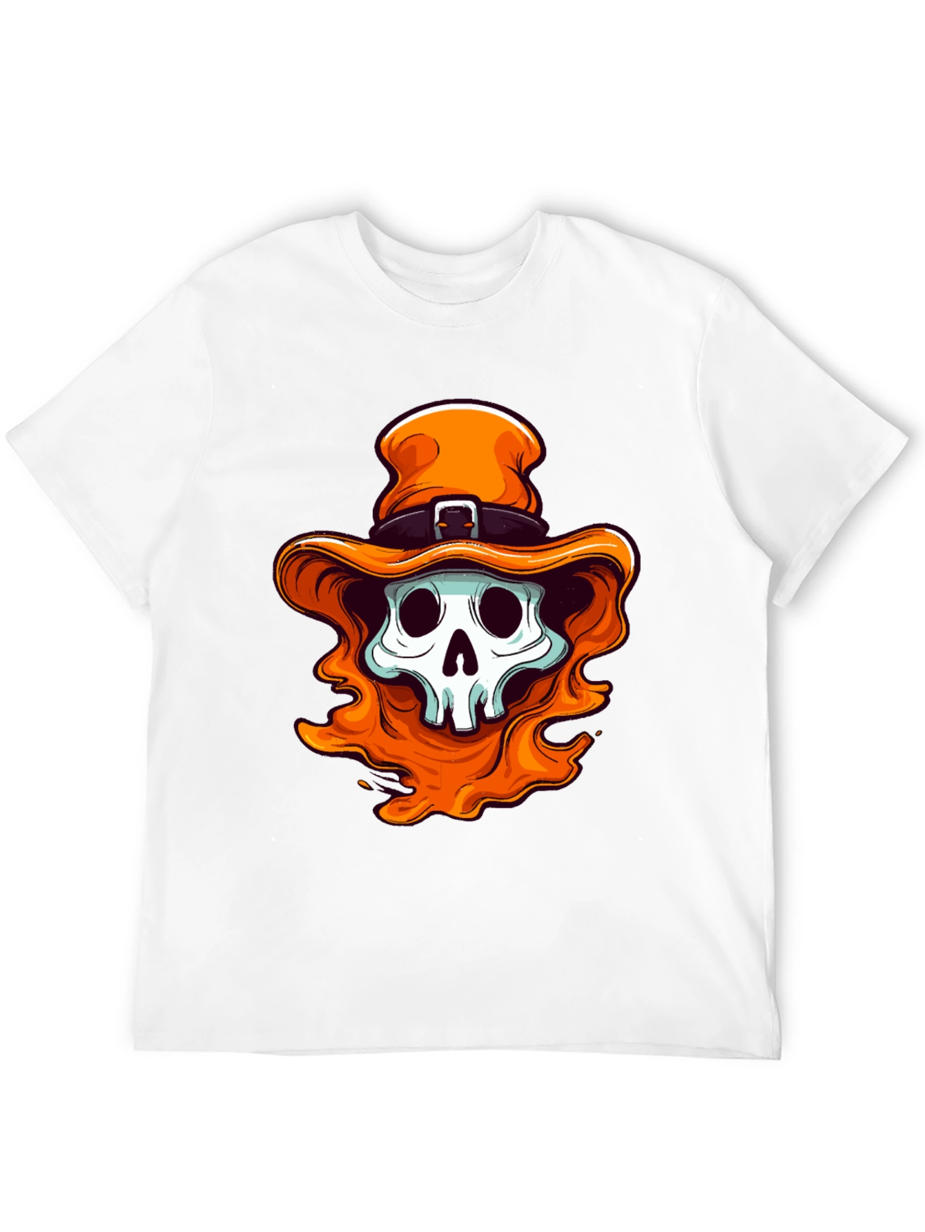 Skull with Orange Hat Graphic Tee