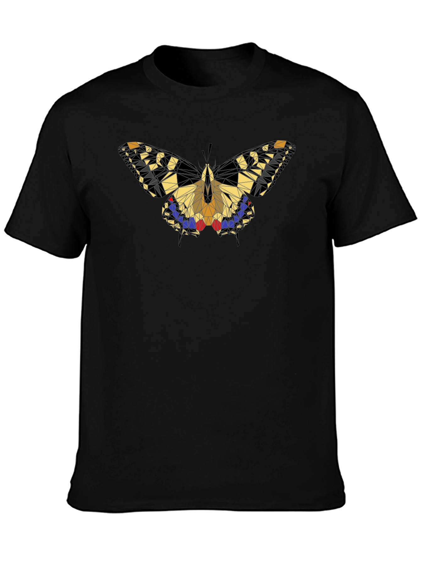 Geometric Butterfly Graphic Black T-Shirt