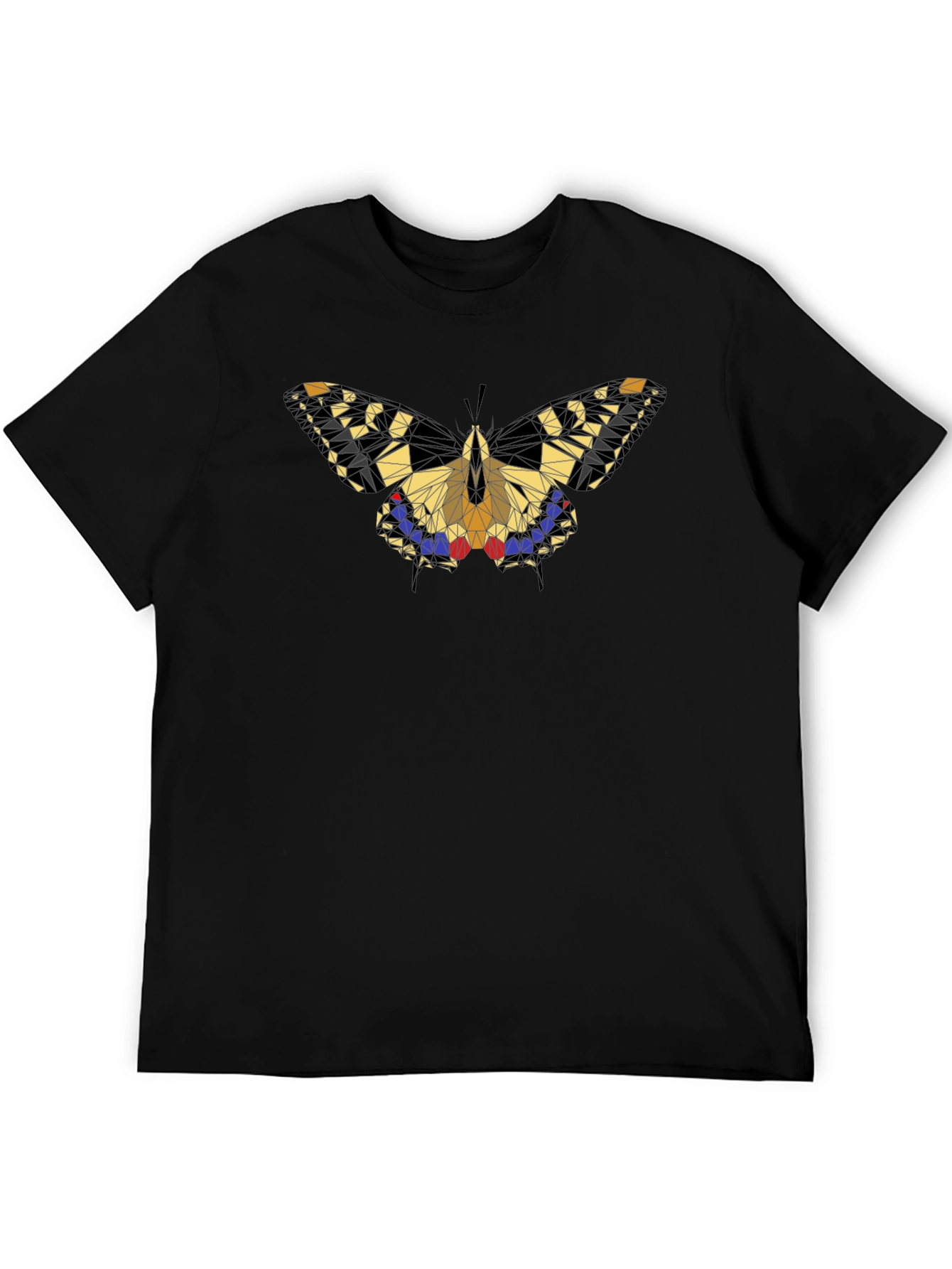 Geometric Butterfly Graphic Black T-Shirt