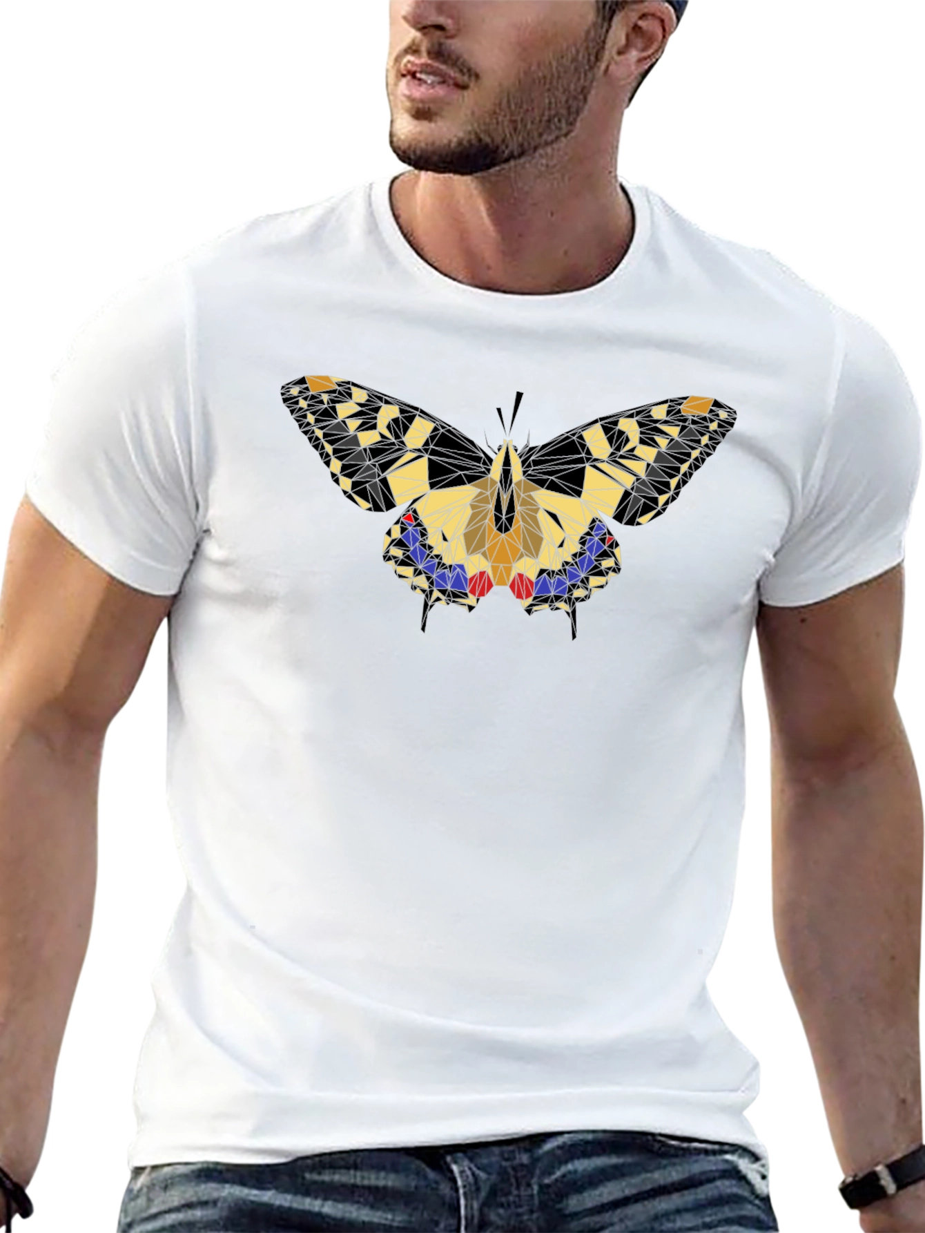 Geometric Butterfly Graphic Black T-Shirt