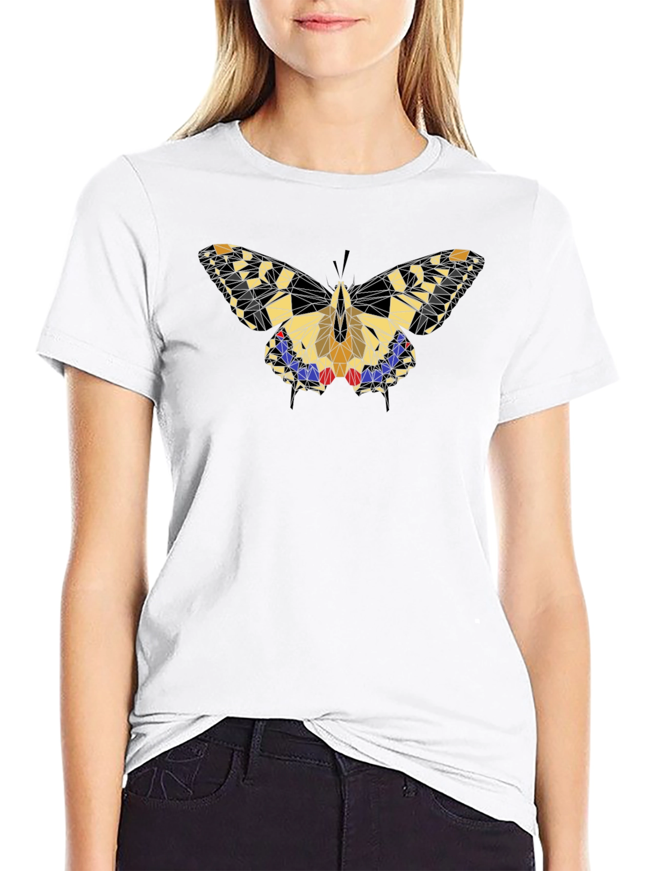 Geometric Butterfly Graphic Black T-Shirt