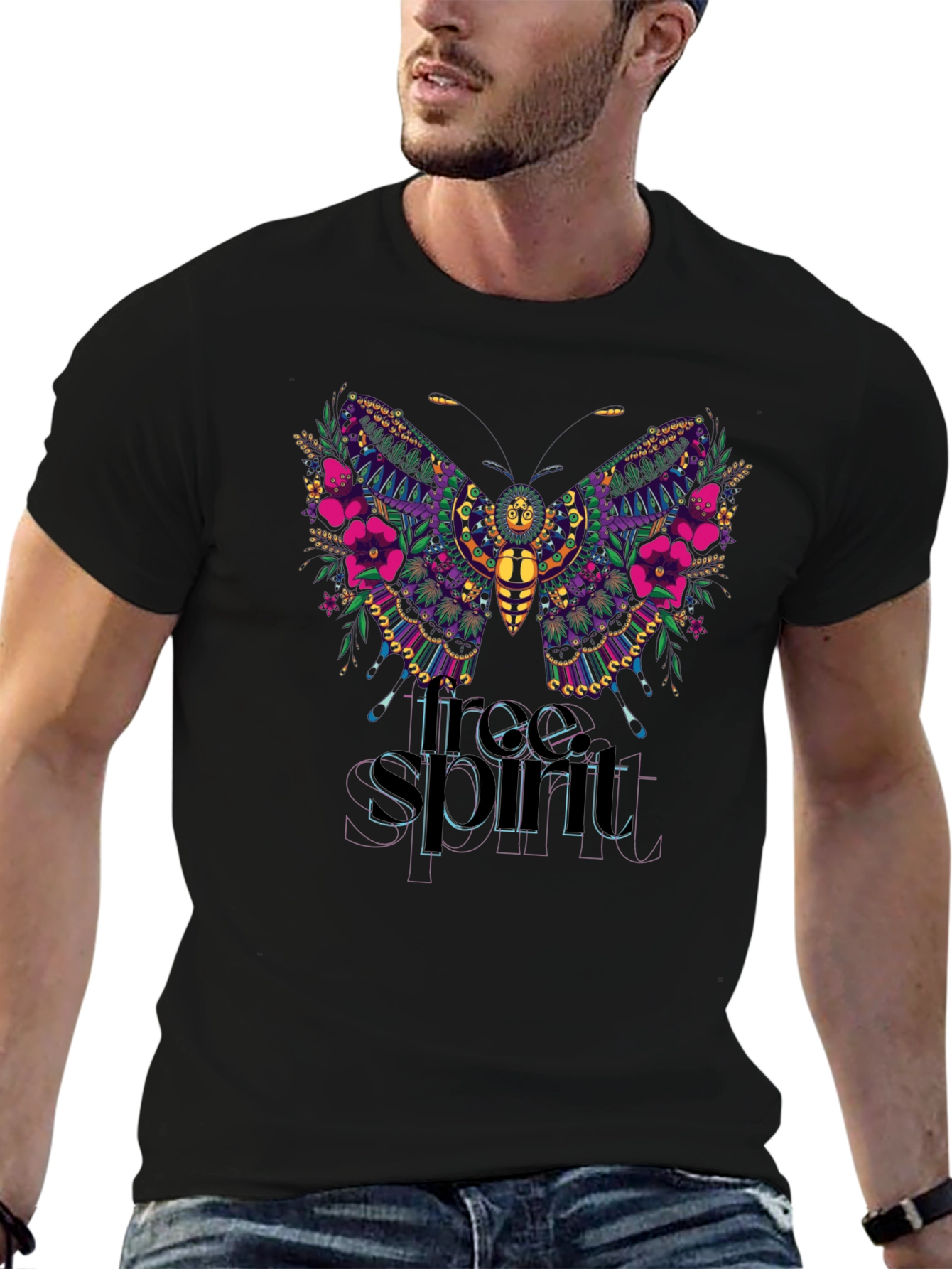 Free Spirit Butterfly Graphic T-Shirt