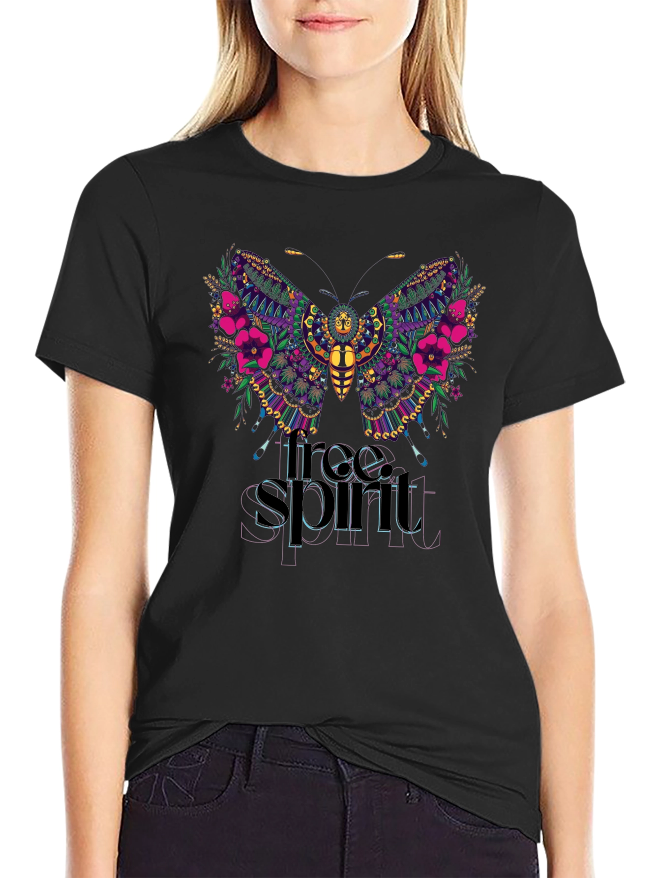 Free Spirit Butterfly Graphic T-Shirt