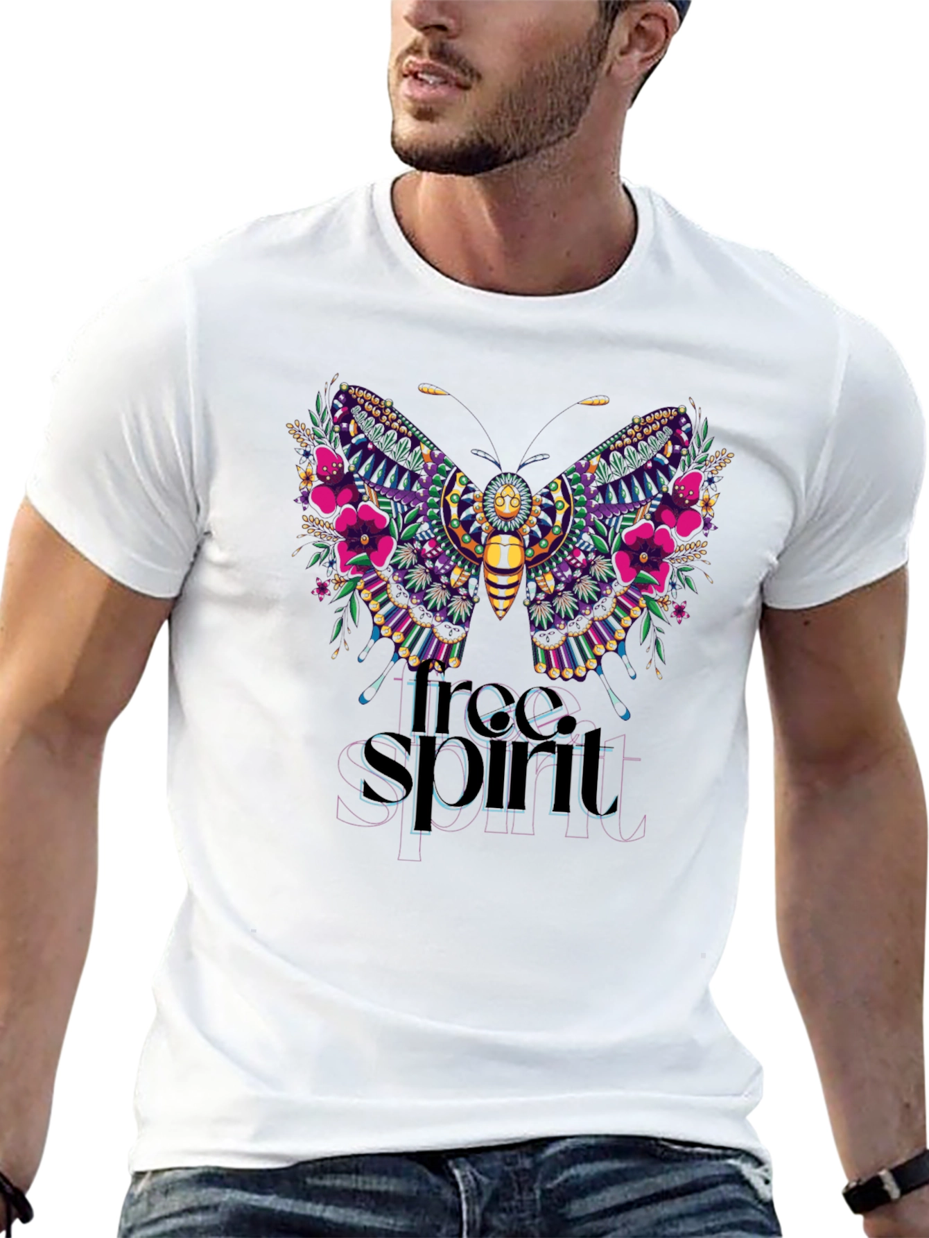 Free Spirit Butterfly Graphic T-Shirt