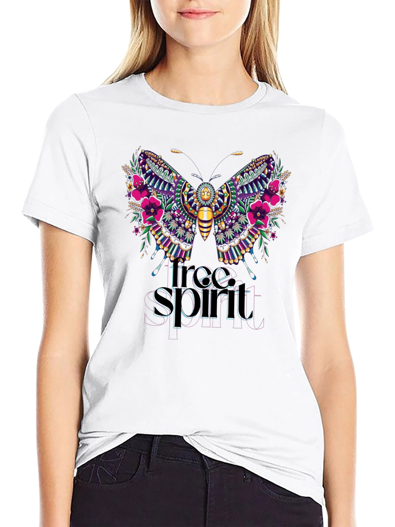 Free Spirit Butterfly Graphic T-Shirt