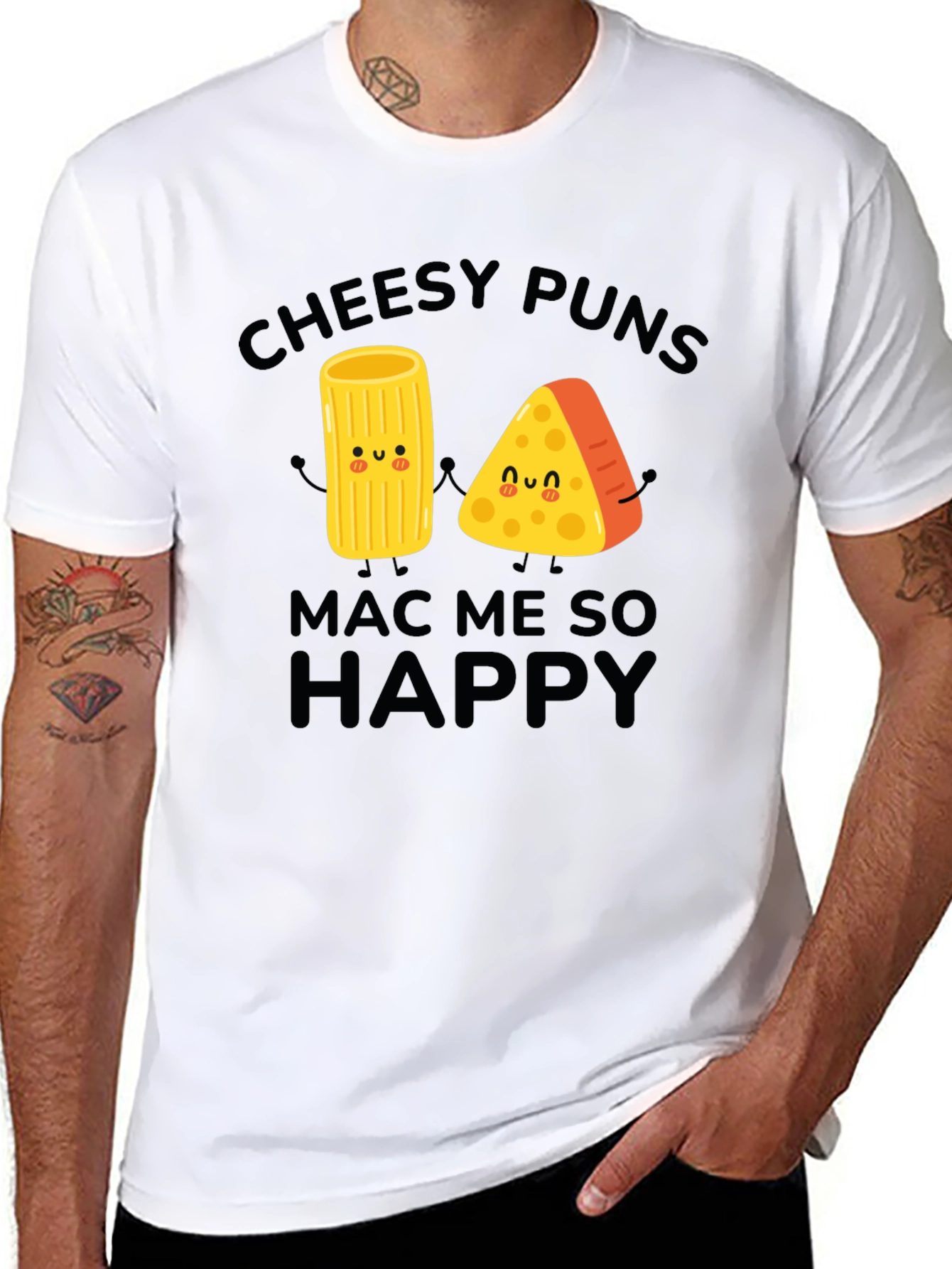 Cheesy Puns Mac Me So Happy Graphic T-Shirt