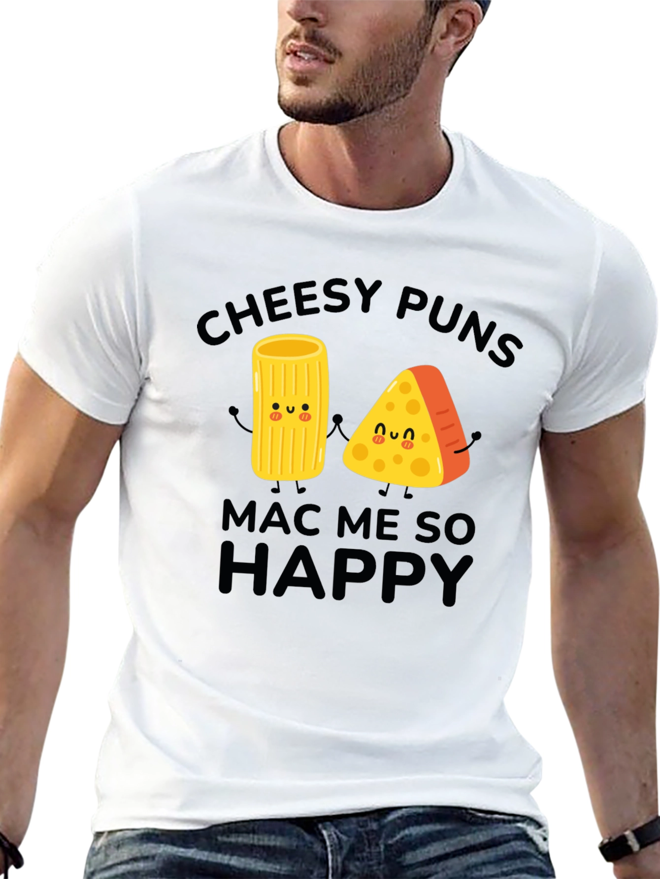 Cheesy Puns Mac Me So Happy Graphic T-Shirt