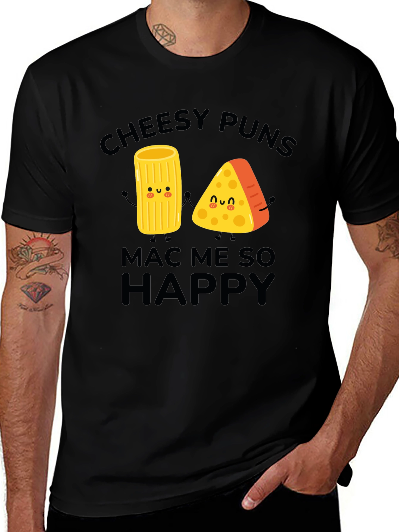 Cheesy Puns Mac Me So Happy Graphic T-Shirt