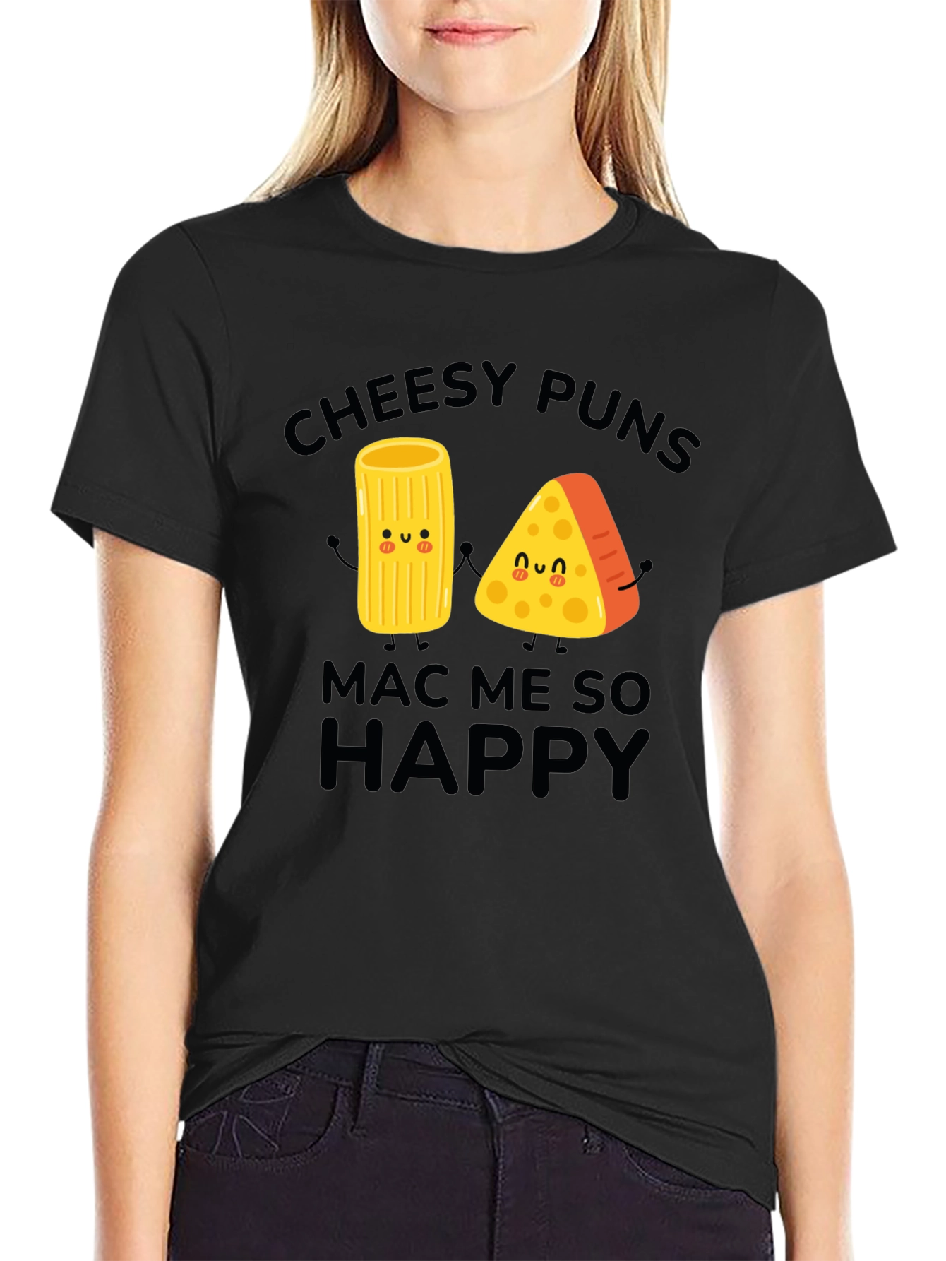 Cheesy Puns Mac Me So Happy Graphic T-Shirt