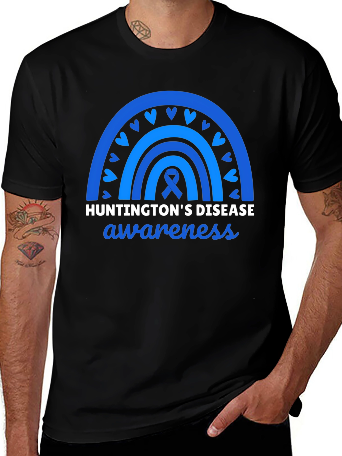Huntingtons Disease Awareness Tee - Blue Rainbow