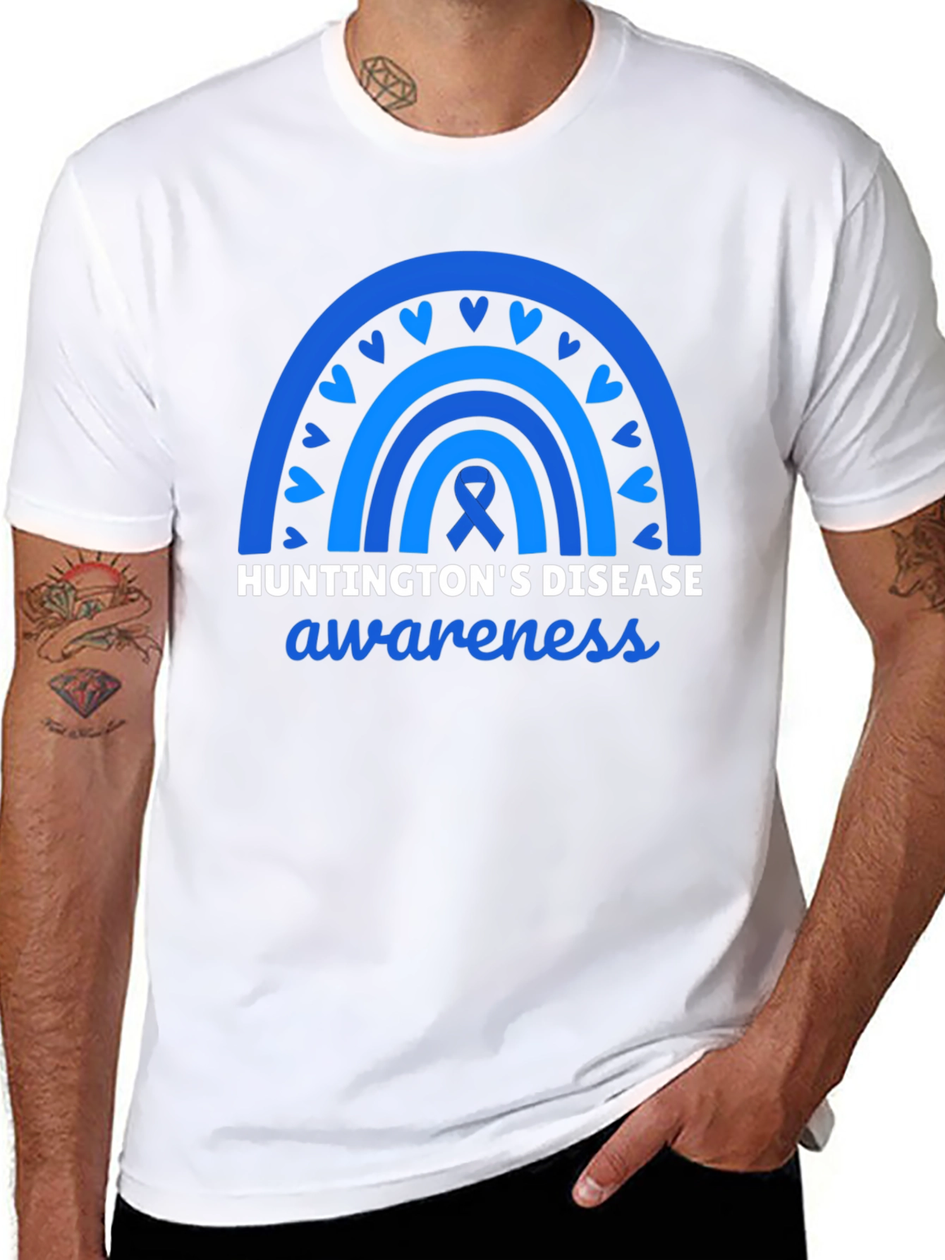 Huntingtons Disease Awareness Tee - Blue Rainbow