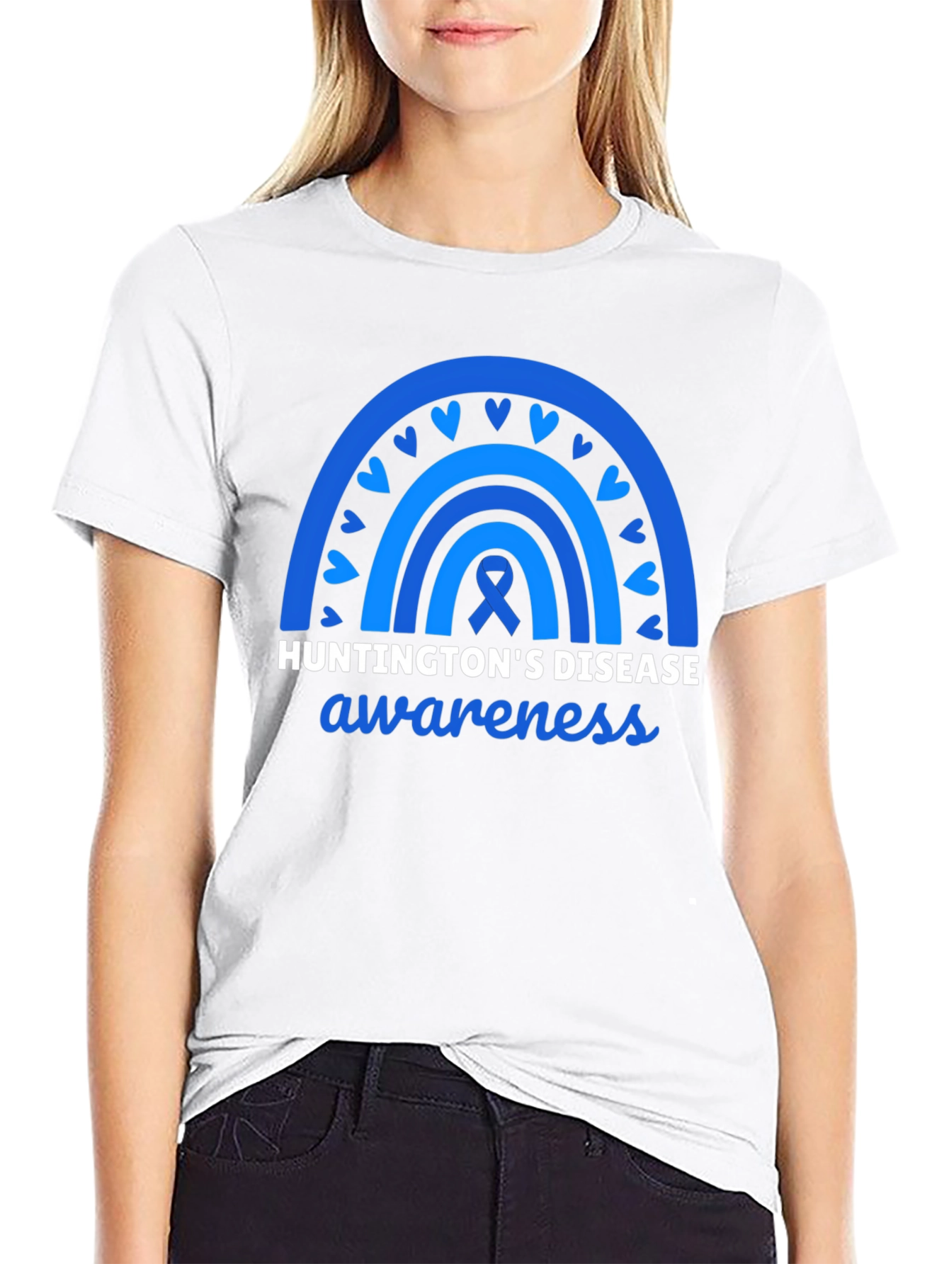 Huntingtons Disease Awareness Tee - Blue Rainbow