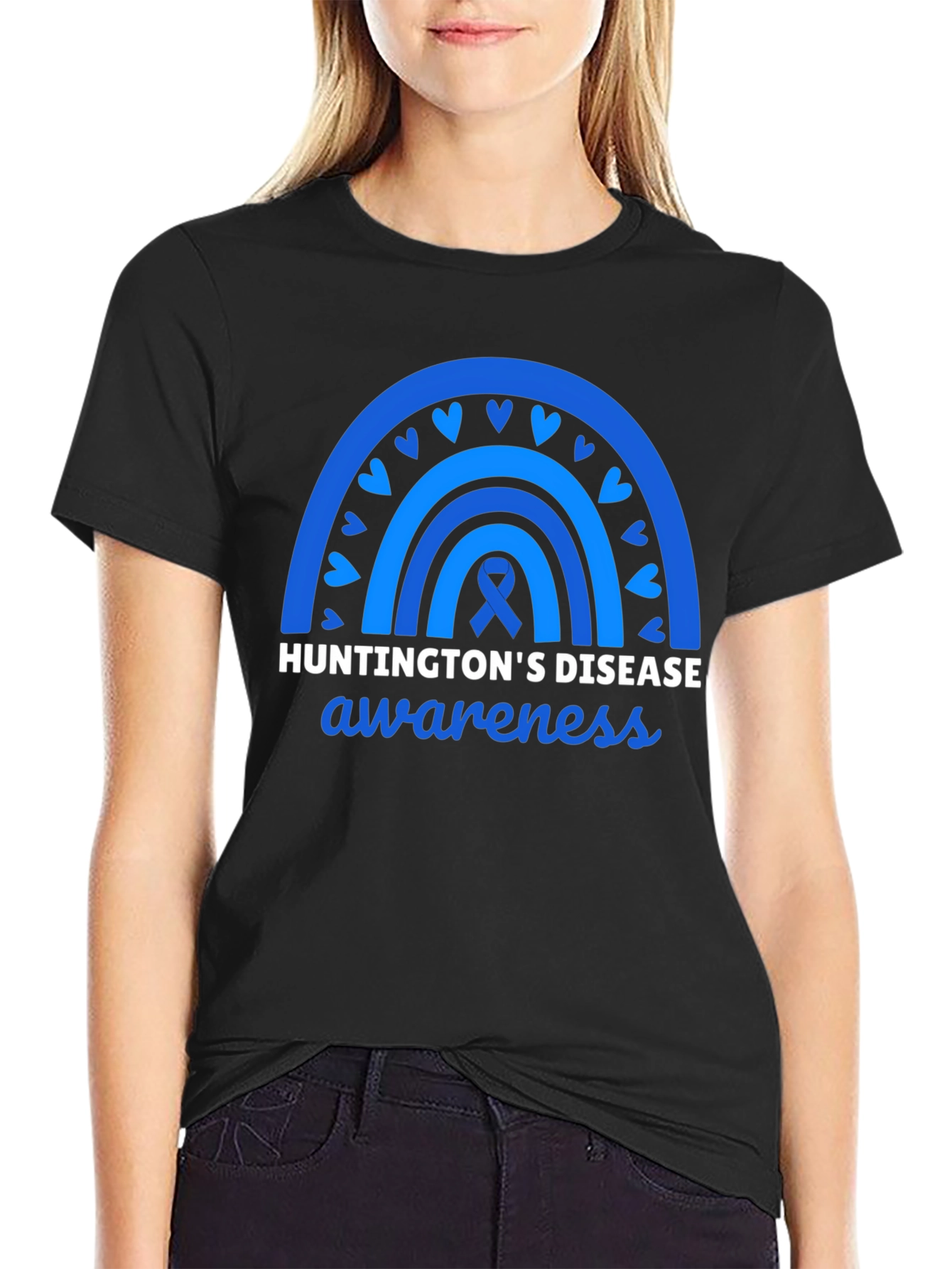 Huntingtons Disease Awareness Tee - Blue Rainbow