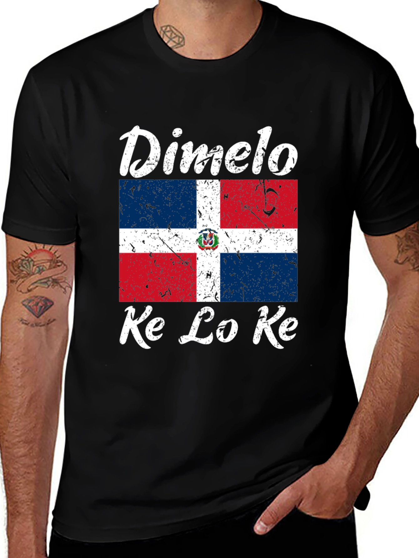 Dominican Republic Flag T-Shirt Dimelo Ke Lo Ke