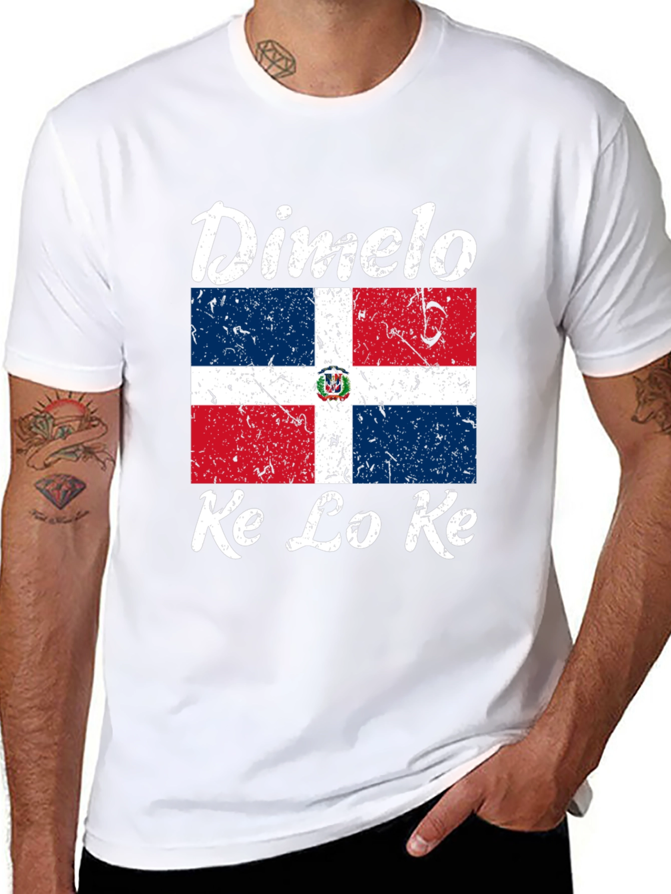 Dominican Republic Flag T-Shirt Dimelo Ke Lo Ke