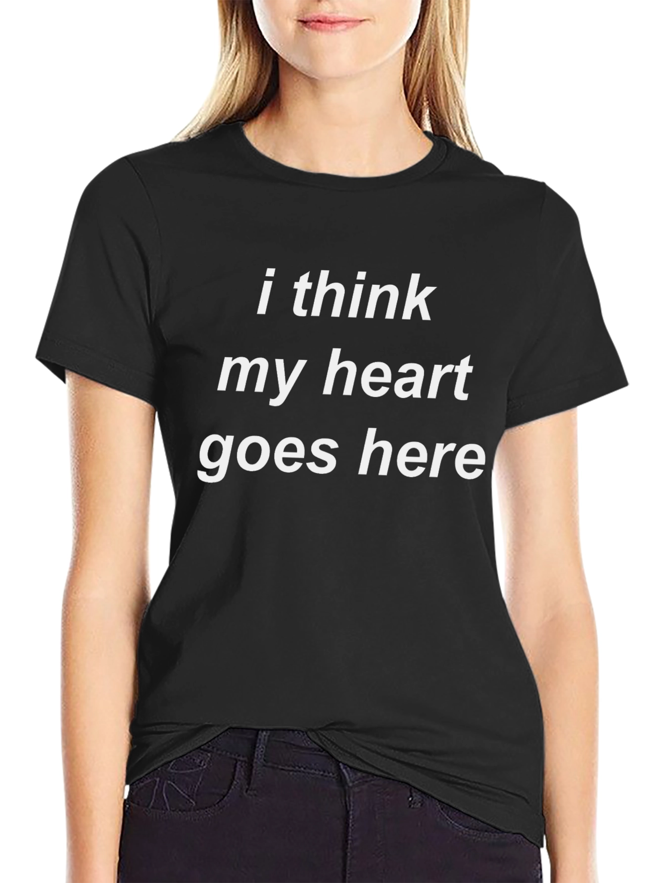 Heart Goes Here Graphic Tee - Soft Cotton Blend