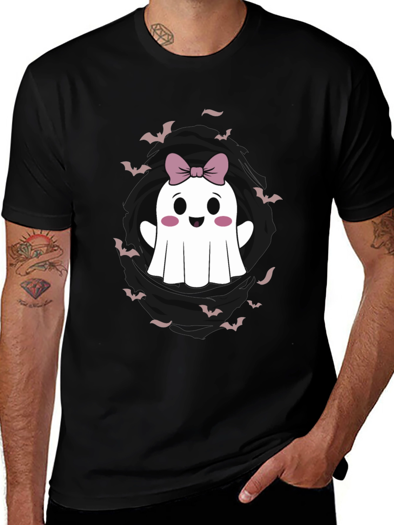 Cute Ghost Bow Halloween Graphic Tee