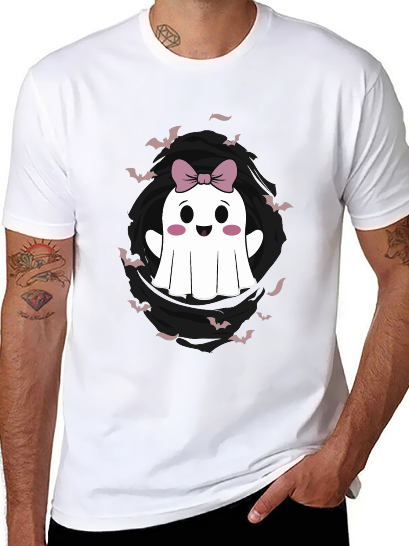 Cute Ghost Bow Halloween Graphic Tee