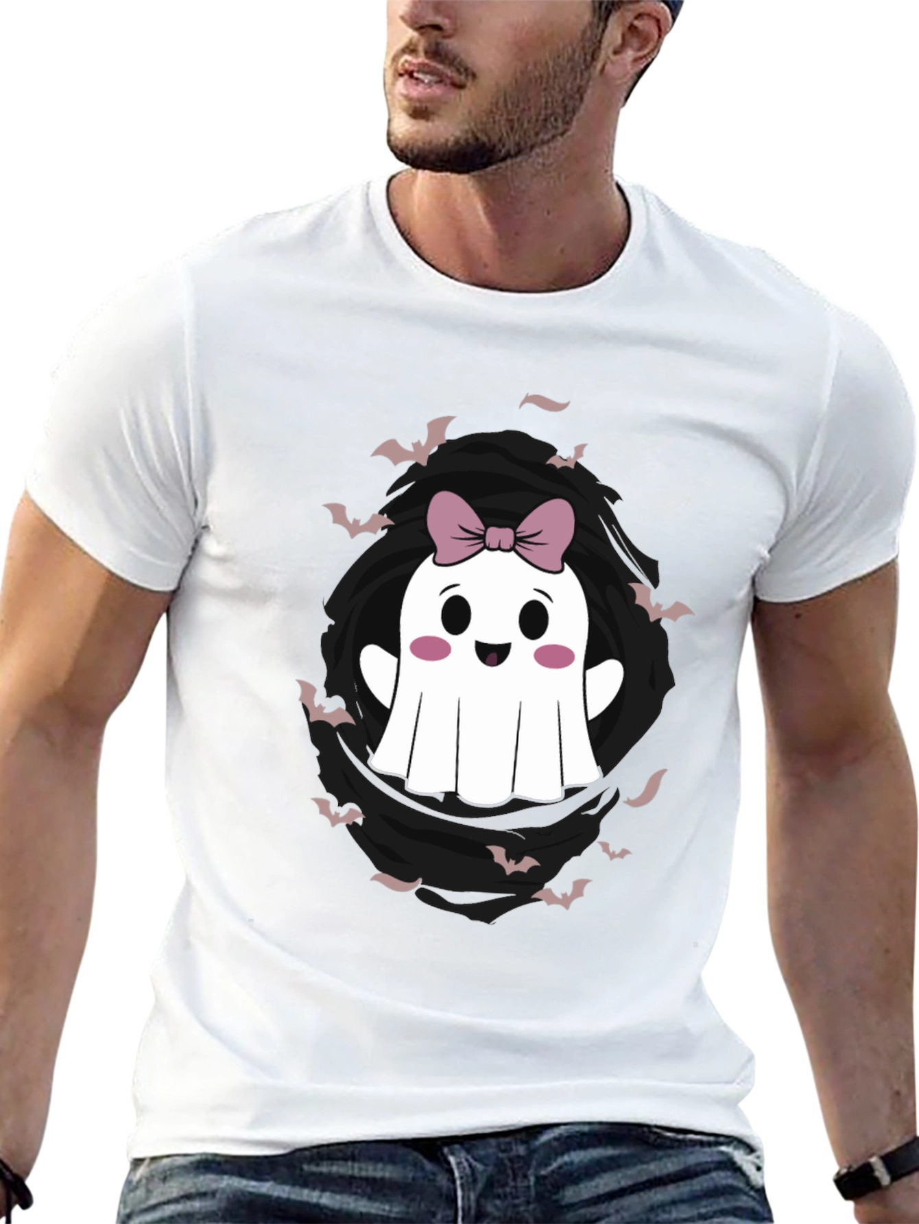 Cute Ghost Bow Halloween Graphic Tee